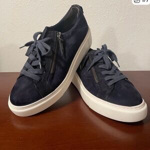 Paul Green Skylar Navy Lace Up Zip Side Suede Women’s Sneakers